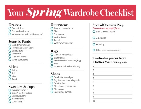 Checklist from InStyle